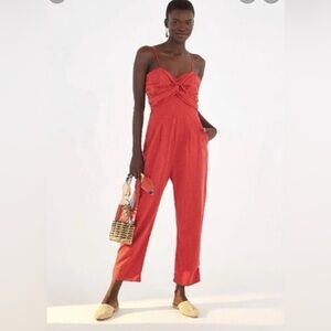 FARM Rio Coral Jumpsuit size large jumper vacation beach resort flamingo